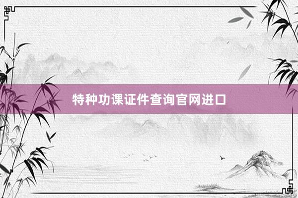 特种功课证件查询官网进口