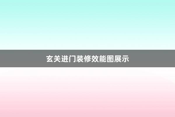 玄关进门装修效能图展示